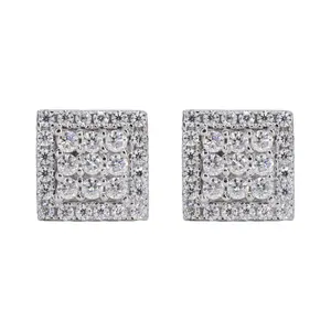 Squared Two Step VVS Moissanite Daimond Earrings men woman