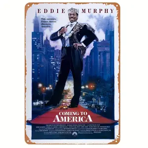 Eddie Murphy Coming to America Vintage Metal Tin Sign Poster, 1count, Iron Wall Decor for Cafe, Pub, Office, Garage, Home, 8"x12"/20cmx30cm, Pre-Drilled, Weather Resistant Retro Gift