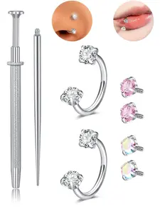 20g Horseshoe Nose Ring Double Stud Gem Horse Shoe Nose Ring Hoop for Women Surgical Steel U Shape Half Earring Gold Tragus Earring Hoops Lip Helix Piercing Jewelry Septum Rings 20gauge 8mm Body Jewelry