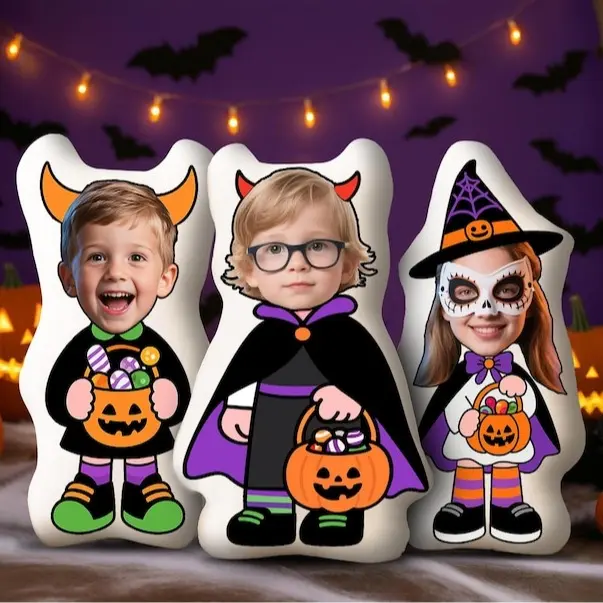 Personalized Halloween Face Pillow – Custom Photo Cushion – Funny Spooky Party Decor – Unique Holiday Gift