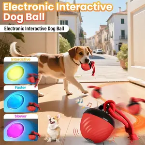 Interactive Smart Electronic Dog Ball Toy, Durable Bite-Resistant, USB Rechargeable, Light-Up Tail Rope, Indoor Pet Rolling Game, Suitable for Small Medium Dogs