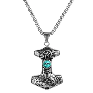 OIDEA Men's Thor Hammer Pendant Necklace - Stainless Steel, Resin Mjolnir Charm, 22-Inch Chain Jewelry Necklaces for Norse Viking Gothic Mythology Enthusiasts