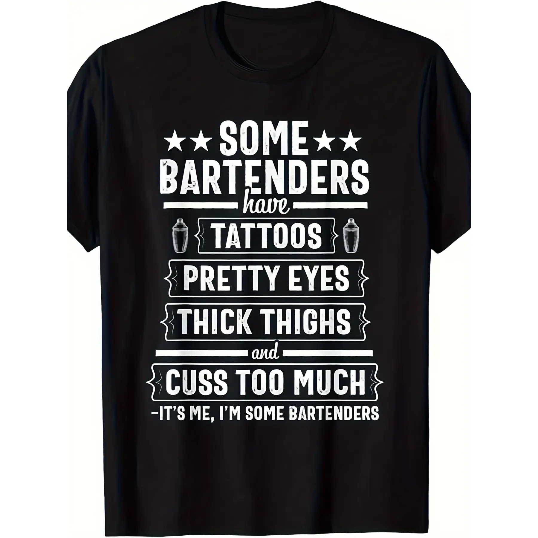 Bartender Gift Women Men Thighs Funny Bartending M unisex soft cotton short sleeve t shirt, vintage graphic casual tee for men women teens, perfect birthday holiday gift for camping travel gym daily street  wear
