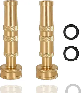 High-Pressure Brass Adjustable Twist Nozzle, Garden Hose Heavy Duty Nozzle Sprayer for Car Washing, Cleaning,Patio, Lawn,2-Pack