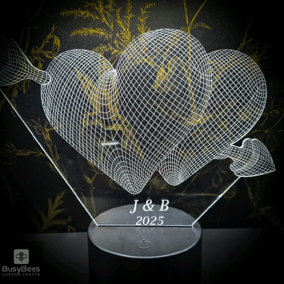 BusyBees Personalized LED Heart Sign 2025 with Unique Design and Clear Finish Acrylic Material for Romantic Occasions