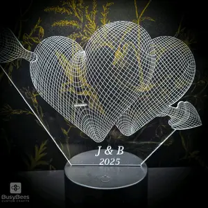 BusyBees Personalized LED Heart Sign 2025 with Unique Design and Clear Finish Acrylic Material for Romantic Occasions