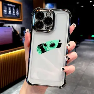 Alien Graffiti Phone Case for iPhone 17 Air 16 Pro Max 15, 14, 13, 12, 11 Pro Shockproof Transparent Soft Protective Phone Back Cover