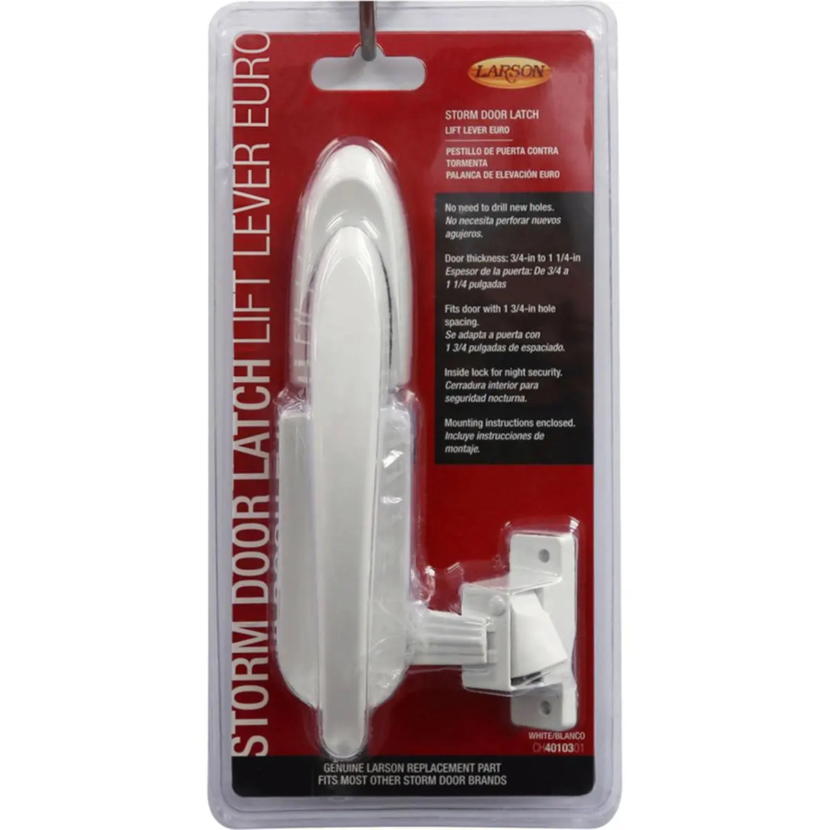Lift Larson Euro Zinc Finish Lever Latch Door Hardware, White Exterior Door Security Lock with 1.75in Hole Spacing