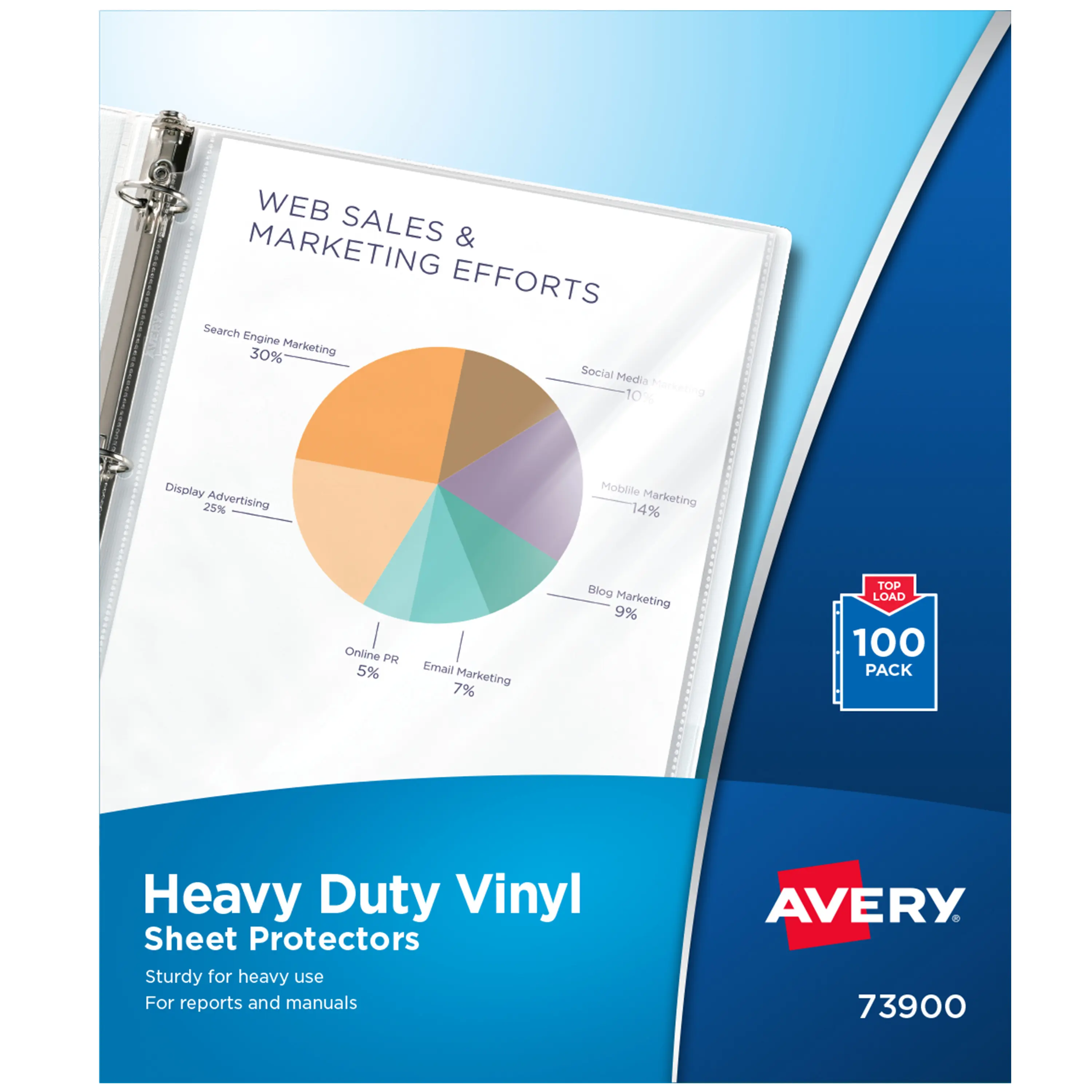 Avery Clear Heavy Duty Vinyl Sheet Protectors, Top Load, 100 Document Protectors (73900)