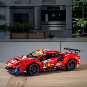Technical 1677PCS 488GTE Collectible Champion GT Race Car Building Blocks 42125 Series Detailed Display Model Vehicle Decor Gift  1:8 Scale Collectible Sports Car Model Kit Building Set for Adults Gift for Car Enthusiasts