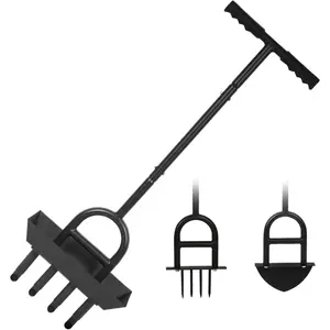 3 in 1 Lawn Tool Kit, Core Aerator Lawn Spike Tool, Half Moon Hand Yard Edging Tool for Landscaping, Coring Tool with Soil Core Tray, Manual Garden Plug Aerator for Grass Aeration weed remover garden puller tool