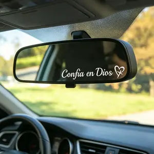 [4-Pack] Mirror Decal Sticker, Adhesive Decals, Spanish Religious Car Decals for Rear View Mirror, Inspirational Vinyl Lettering Wall Decor, Christian Car Accessories for Women Men, Waterproof & Removable - White