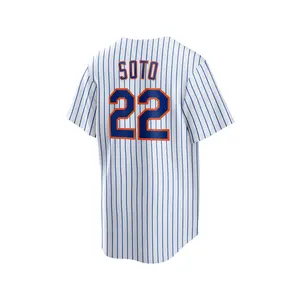 Men's #22 Baseball Jersey Blue & White Striped Classic "SOTO" Design Breathable Button-Up Shirt For Training Games & Casual Wea