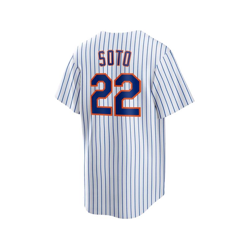 Men's #22 Baseball Jersey Blue & White Striped Classic "SOTO" Design Breathable Button-Up Shirt For Training Games & Casual Wea