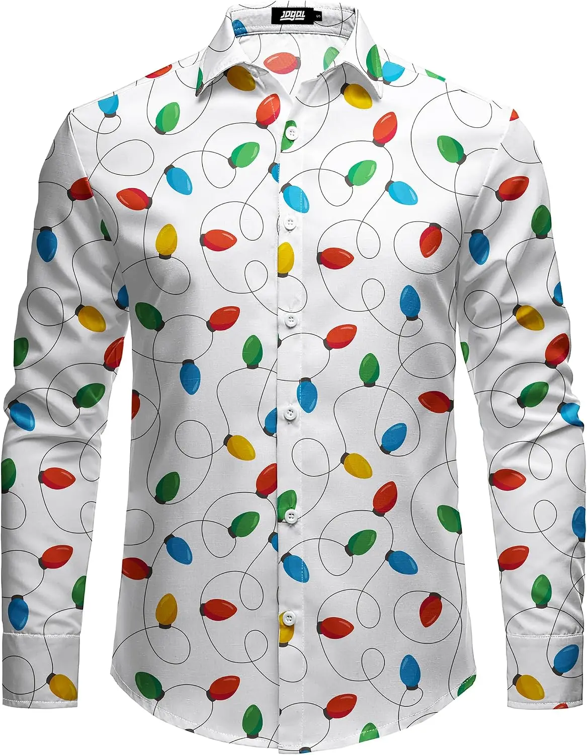 JOGAL Mens Christmas Thanksgiving Shirts Long Sleeve Button Down Shirt | Button Up, Collared, Turkey, Santa Claus, Funny, for New Years Party