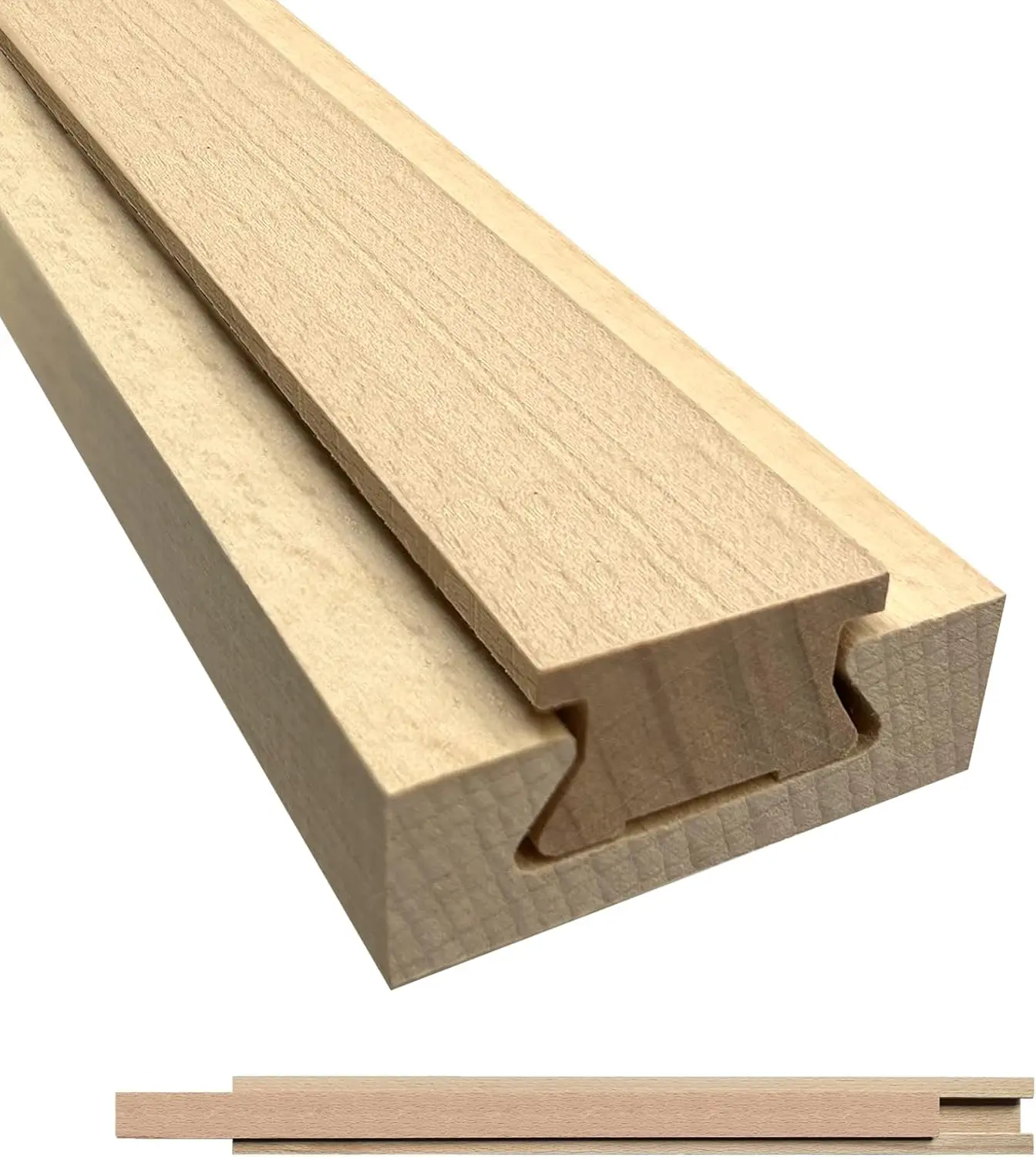 Wood Drawer Slides 16 Inches Bottom Mount Replacement, Solid Wooden Drawer Runners Center Guide Track Rail for Dresr Cabinet Drawer Repair, Cuttable for Old Drawers (1, L002(15.75"))