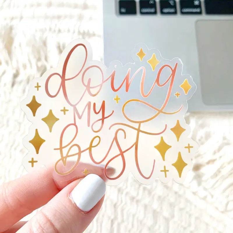 Elyse Breanne Design "Doing My Best" Removable Decorative Vinyl Sticker - 3x2.5 inches Waterproof Dishwasher Safe Home Decor Accessory, Weatherproof, Low Residue, Easy to Remove with Hand Sanitizer, Replaceable, Swap w/ No Residue