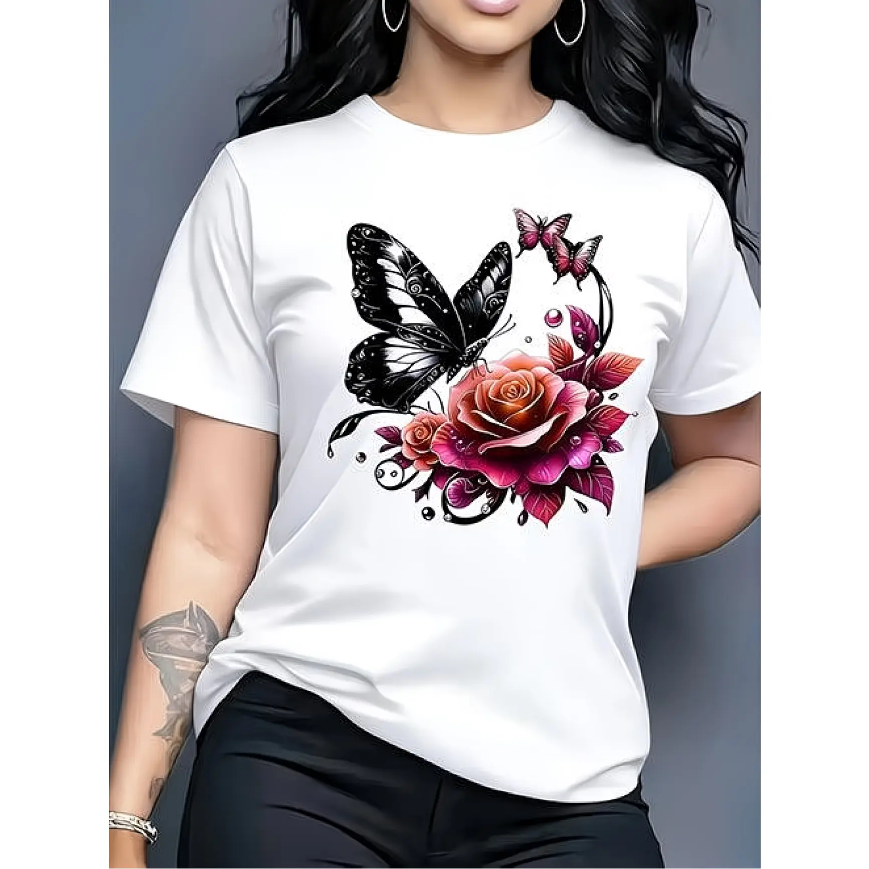 rose whisper graphic tee - TikTok Shop