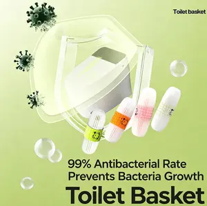 Portable Toilet Rim Cleaning Basket with Lemon Scented Balls - Household Limescale & Yellow Stain Remover, Long-Lasting Fragrance Deodorizer, Easy-To-Install Bathroom Home Care Freshener