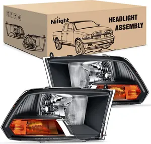 Nilight Headlights Assembly for 2009 2010 2011 2012 Dodge Ram 1500 2500 3500 Dual Beam Model,OE Headlamp Replacement (NOT for Quad Beam Model)