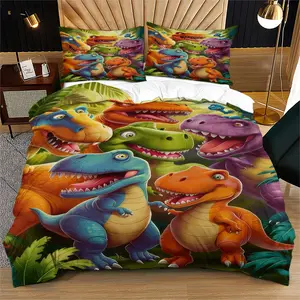 Dinosaur print pattern soft and durable bedding duvet cover set, including 1 duvet cover and 1 or 2 pillowcases, without a core or pillow, suitable for children or adults as gifts, modern style fashionable bedroom bed decoration