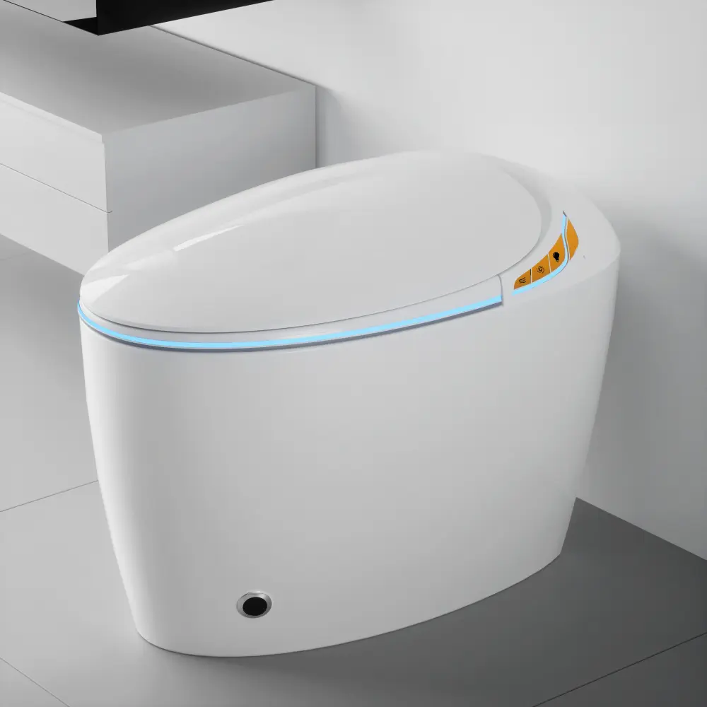 Unique Smart Toilet with Bidet Built In, Intelligent One Piece Toilet For Modern Bathroom, Auto Open/Close Seat, Foot Sensor, LED Display,Night Light, Warm Water Dryer
