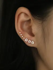 Elegant Floral and Star Stud Earrings for Women - Classic and Chic Alloy Jewelry with Synthetic Gemstones, Iron Ear Needle, Suitable for Daily and Banquet Occasions, All Seasons Accessory