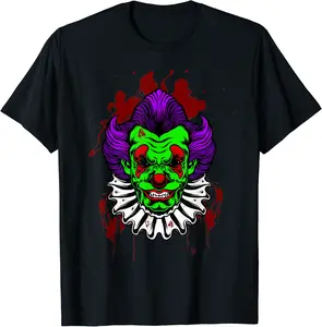 Blood Splattered Scary Clown T-Shirt - Phoebeumba Shop 62B09DB63YDV