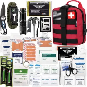 250x Survival First Aid Kit IFAK EMT Molle Pouch Outdoor Gear Emergency Trauma Bag for Camping Boat Hunting Hiking Home Car Earthquake and Adventures
