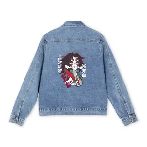 Anime Denim Jacket for Men, Japanese Cartoon Graphic, Otaku Streetwear, Manga Fashion Coat, Anime Lover Gift, DBZ, JJK, Naruto, JuJitsu Kaisen, Itadori, yuji, Satoru, Gojo, sasuke, DMS, demonslayer, Asian Style Outerwear,