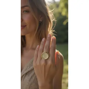 Flow Orgonite ring- small- Flower of Life