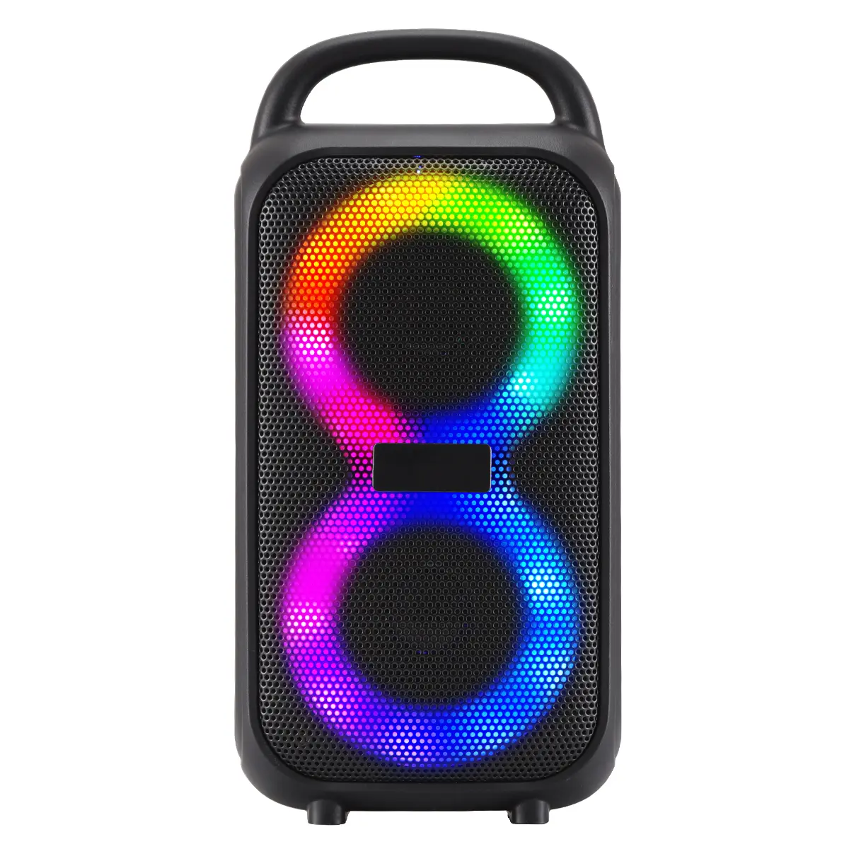 Dual 3" Mini Portable Wireless Speaker, Upgraded Bluetooth 5.2 Rechargeable Boombox with RGB Party Lights, Compact TWS-Linkable Small Sound Box with FM Radio & USB Input