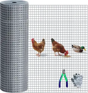 Hardware Cloth 48inx50ft 1/2 inch 19 Gauge Rust-Resistant Mesh Roll with Snips/Gloves for Chicken Coop/Vegetable/Garden/Plants/Poultry Enclosures/Tree/Gutter Guards