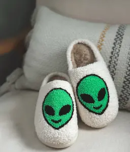 Alien Face Sherpa Slippers