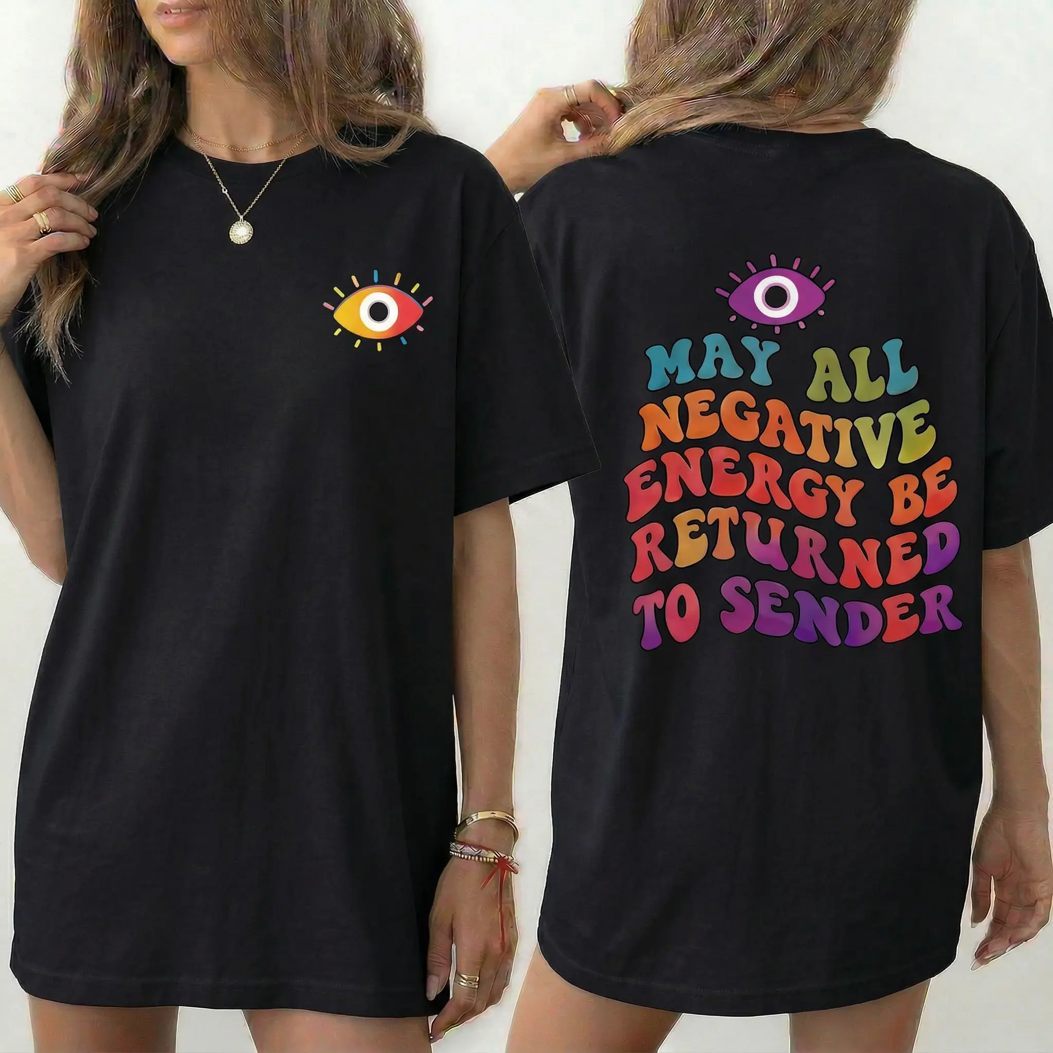 Evil Eye Return To Sender Graphic Tee Groovy Spiritual Karma Protect Shirt