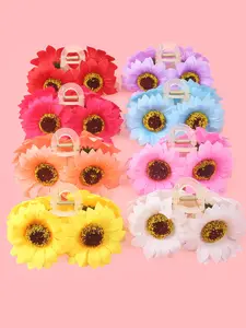 4-piece adhesive 4-piece simulated sunflower clip, fashionable and versatile hair clip, suitable for gatherings, beach vacations, daily leisure use, elegant temperament hair accessory, very suitable as a gift