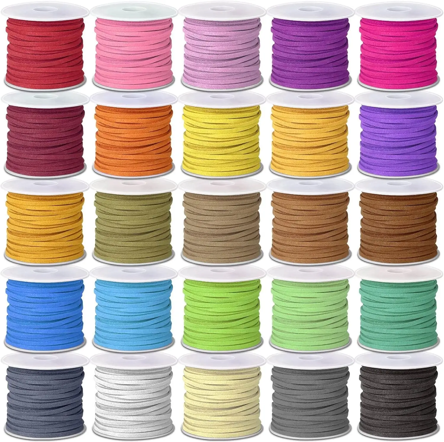 Faux Suede Leather Cord, 25 Rolls Flat for Jewelry Making, Leather Strips & Laces for Dream Catcher Supplies DIY Crafts, Thread Velvet String for Necklace, Bracelet, Beading