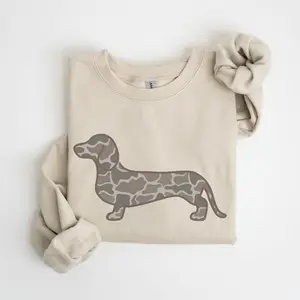 Duck Camo Dachshund Sweatshirt, Cute Wiener Dog Crewneck, Doxie Lover Gift Pullover
