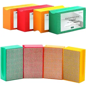 Hand Polishing Pads 4 count -  Sanding Block with  Backing for Sanding Tile, Glass, Stone, Concrete, Granite, Marble - Dry/Wet Sanding Pads 60,120,200,400# Grit