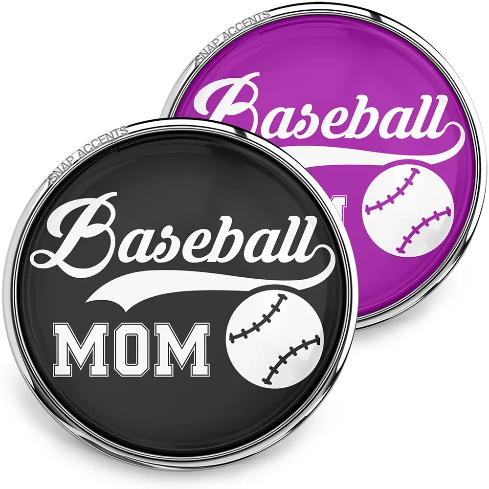 Baseball Snap - Mom, 18MM Snap Jewelry Interchangeable Snap Charm Button