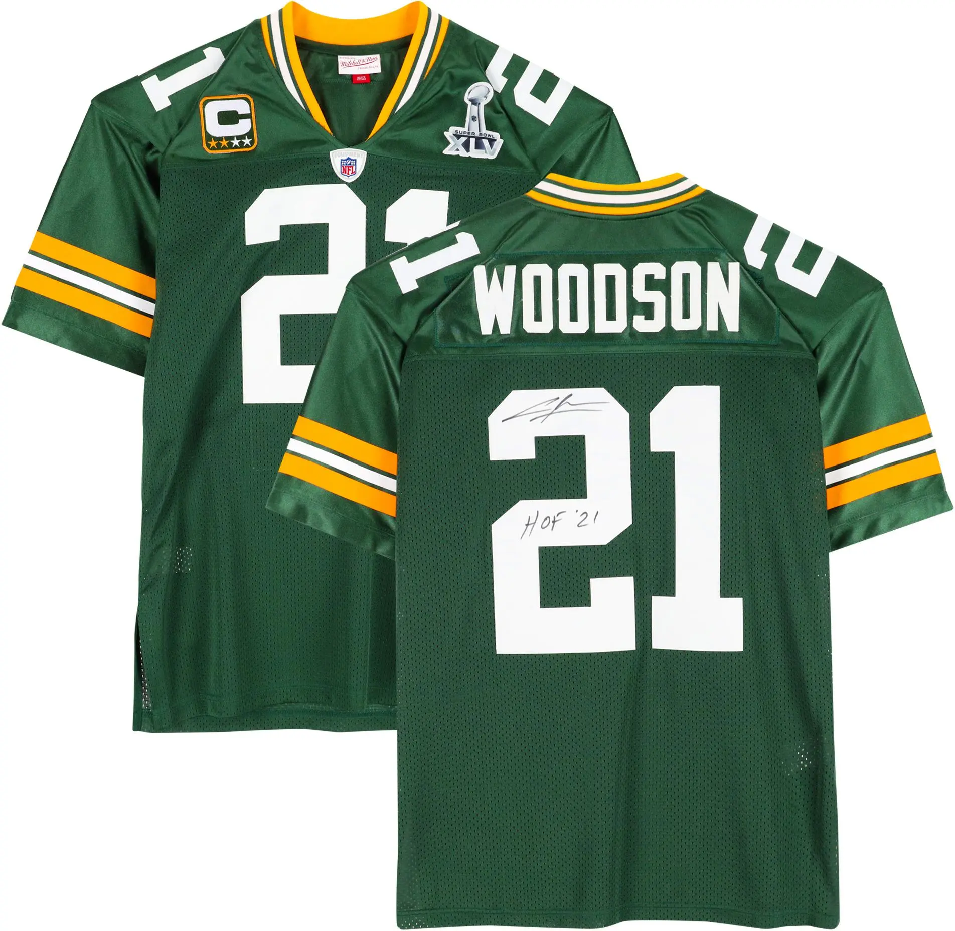 Charles Woodson Green Bay Packers Autographed Mitchell and Ness Green Authentic Jersey with "HOF 21" Inscription - Fanatics Authentic Certified - NFL Memorabilia