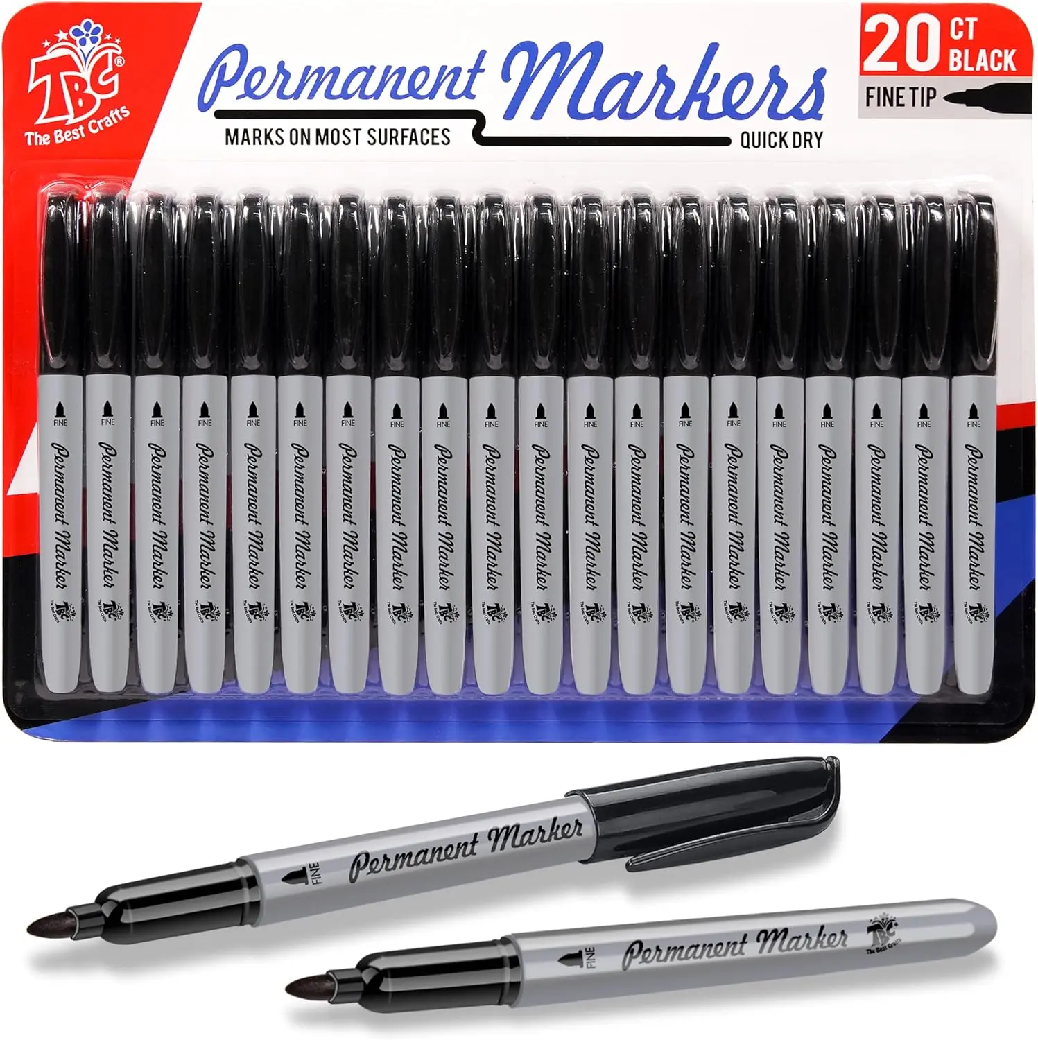 TBC The Best Crafts Permanent Markers Set, More 20 Black, Art Supplies, School Stationery, Vibrant Colors, Precise Lines, Longlasting Ink, Durable Tips, Multipurpose Markers, Versatile Markers, Students, Craft Enthusiasts,summerwins