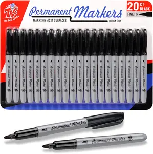 TBC The Best Crafts Permanent Markers Set, More 20 Black, Art Supplies, School Stationery, Vibrant Colors, Precise Lines, Longlasting Ink, Durable Tips, Multipurpose Markers, Versatile Markers, Students, Craft Enthusiasts