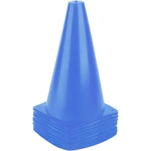 9 Inch Plastic Training Traffic Cones, Sport Cones, Agility Field Marker Cones for Soccer Basketball Football Drills Training, Outdoor Activity or Events - (Set of 10, 12, 15 or 24, 4 Colors) Fragraim