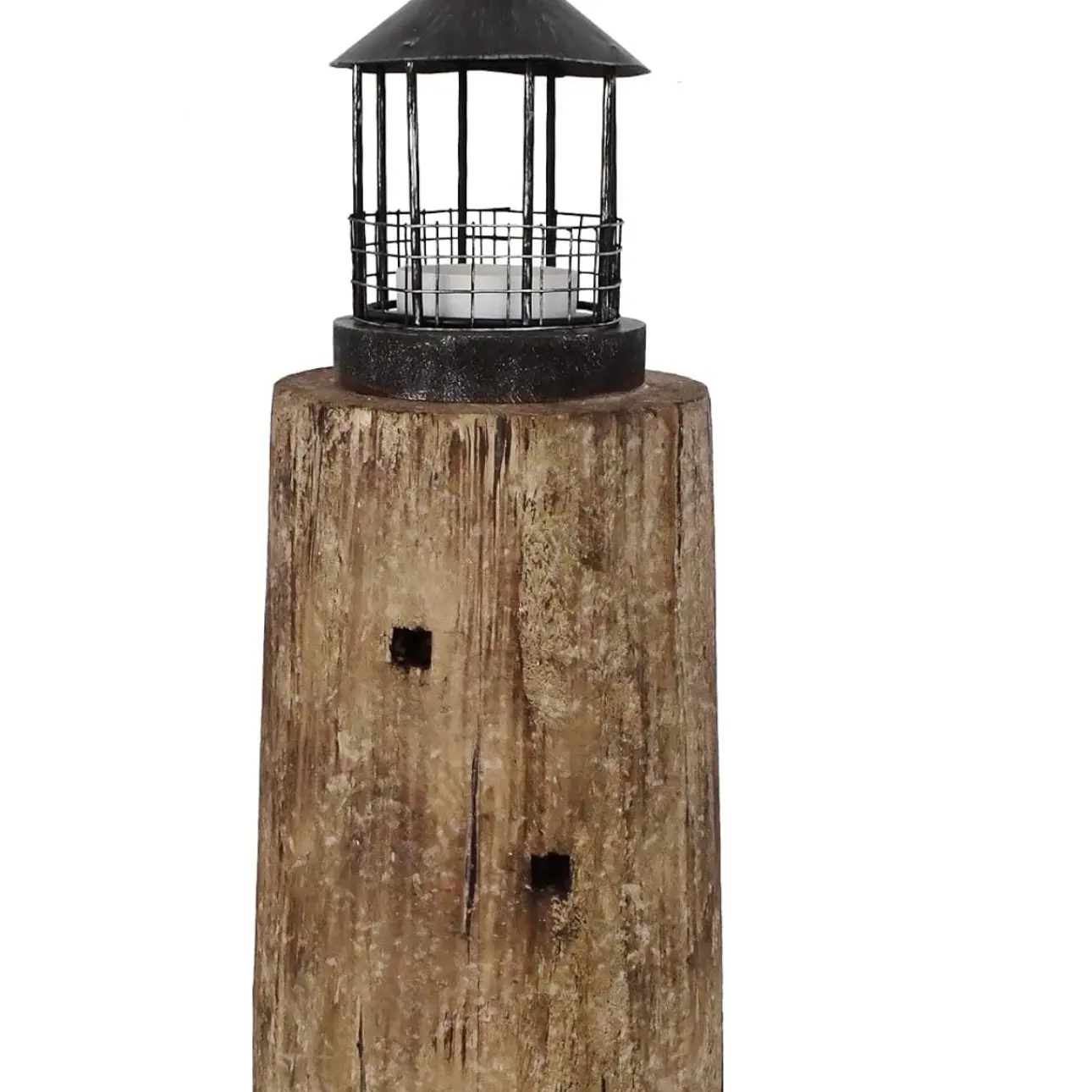 Rustic Wood Lighthouse Candle Holder, Beach Ocean Themed Lighthouse Candle Holder,Nautical Style Beach Bathroom Decor, Coastal Farmhouse Candle Holder for Bathroom, Living Room Table Decor