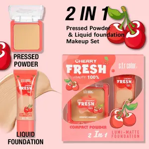 Single Color Powder Foundation + Single Color Liquid Makeup, Perfect for Daily Use, Long-Lasting Coverage, Easy Application