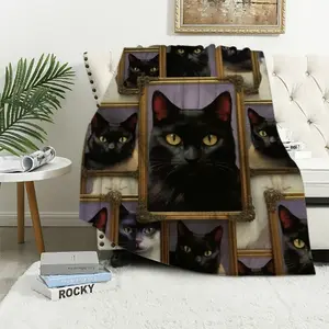 Black Cat Throw Blanket for Couch, Super Comfy, Soft Warm &amp; Decorative Blanket for Bed, Sofa and Living Room, Fuzzy Blanket  Throw Size, Cats Lover GiftFather's Day Thanksgiving Halloween Valentine's Day Holiday Gifts