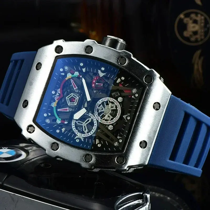 2025 new men's quartz watch fashion business leisure hollow barrel-shaped quartz watch