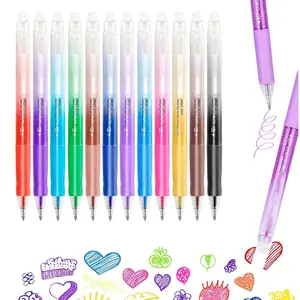 Erasable Gel Pens 12 Color – Retractable Fine Point Colored Pen with Eraser, Easy to Use Smooth Writing 0.7mm Ink Aesthetic Set for Drawing Planner Note Taking, Quick Dry Cute Office Stationery Supplies for Students Teachers School Gift Colorful Crafts