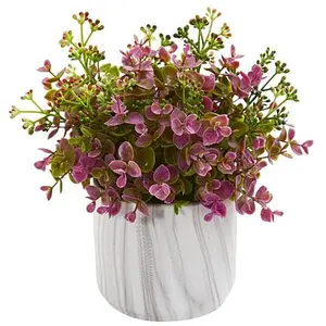 Nearly Natural Eucalyptus Artificial Plant in Marble Finished Vase